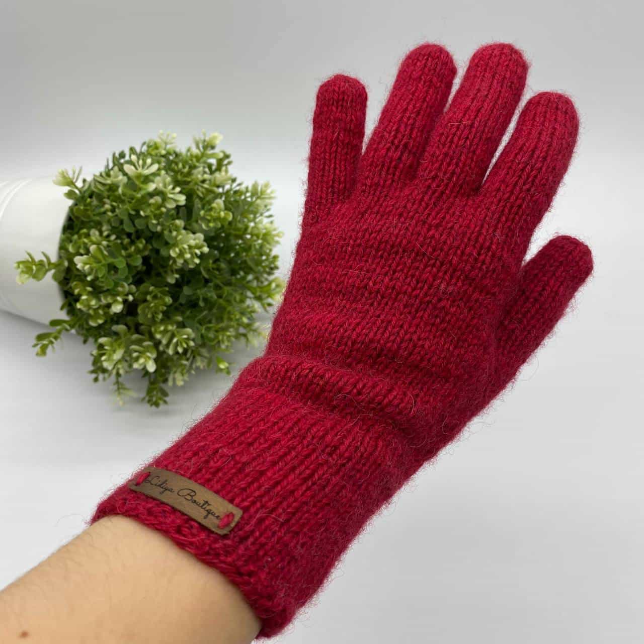 Перчатки зимние из шерсти яка (красные)