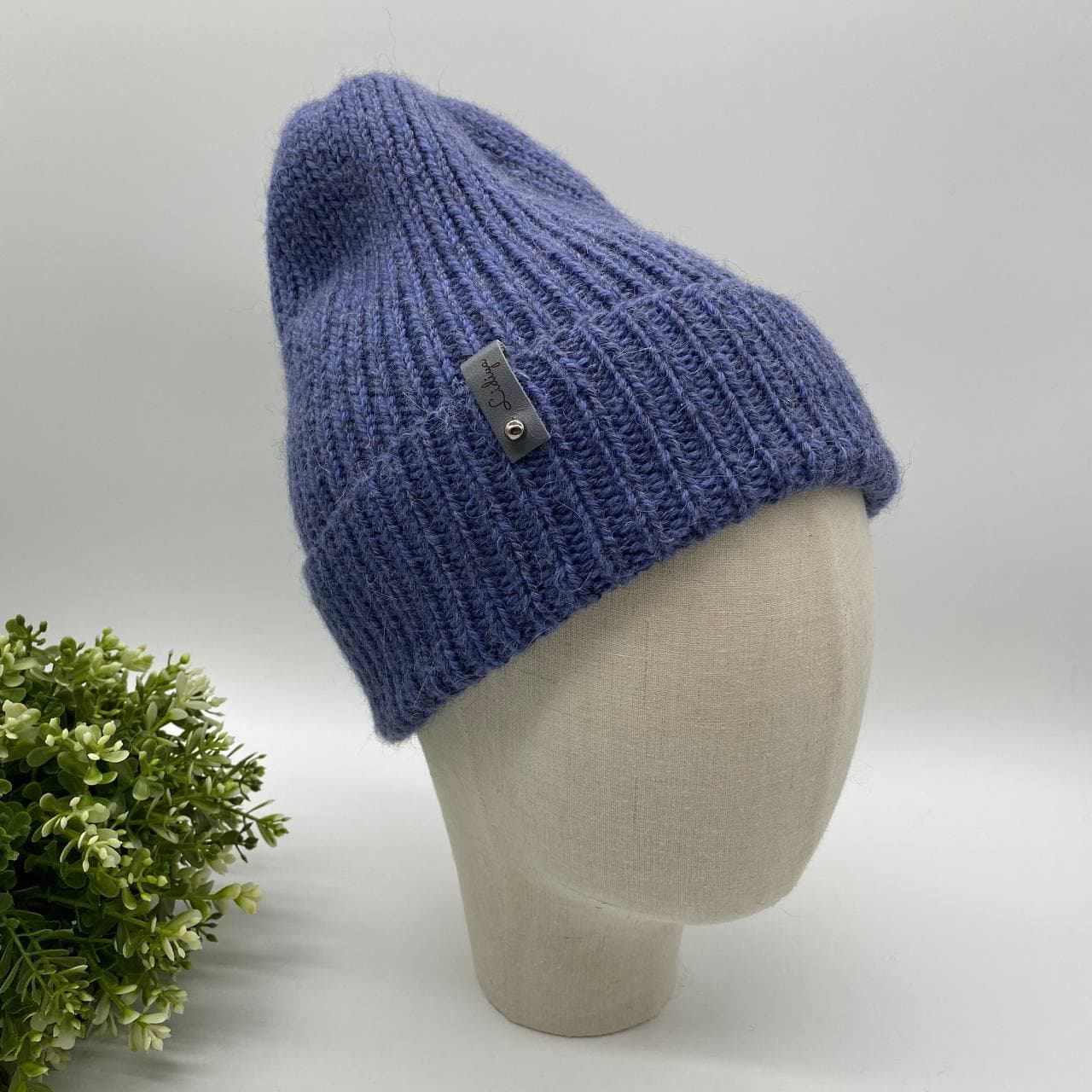 Шапка из яка, беби альпаки и мериноса (синяя)