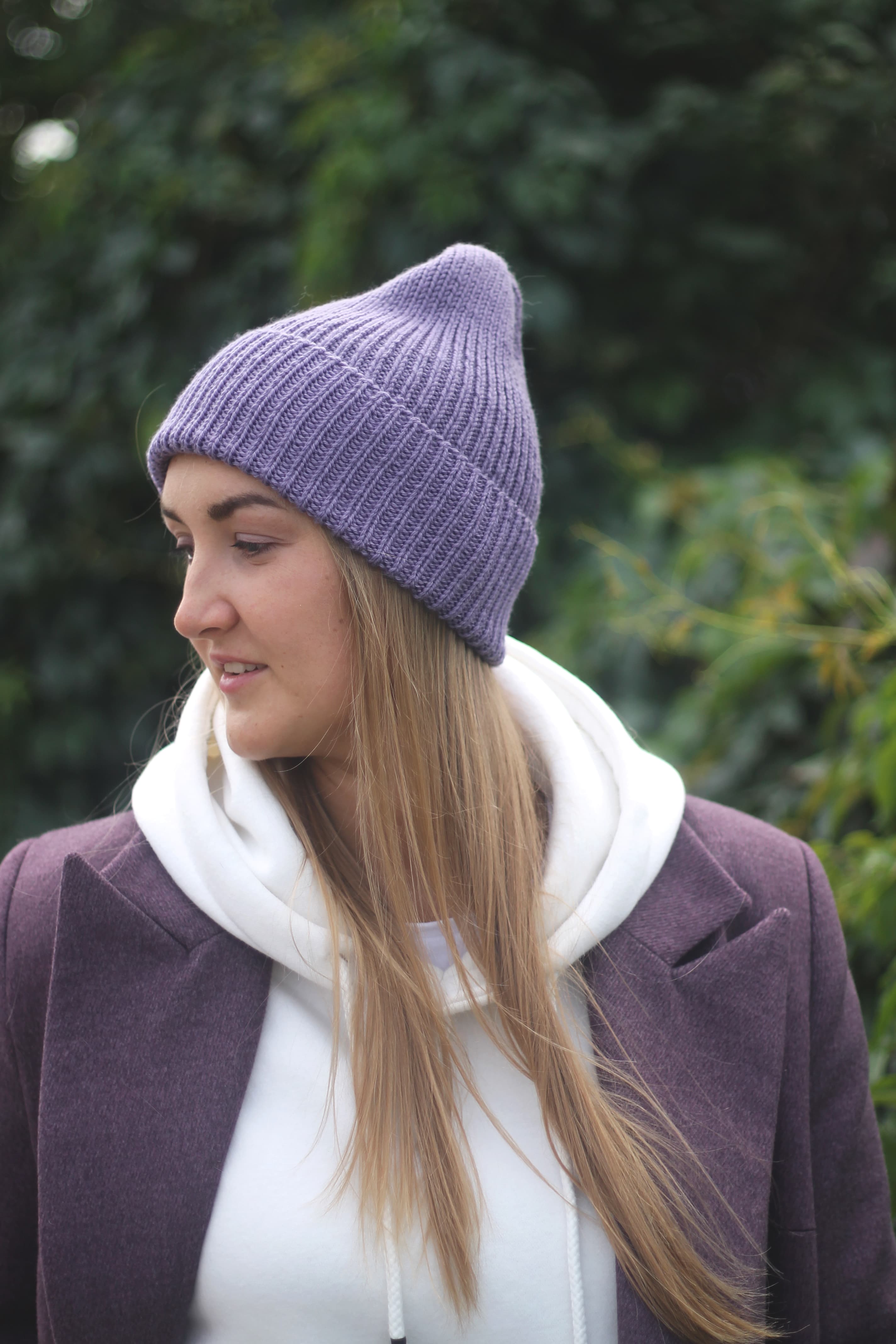 Шапка из мериноса (фиолетовая)