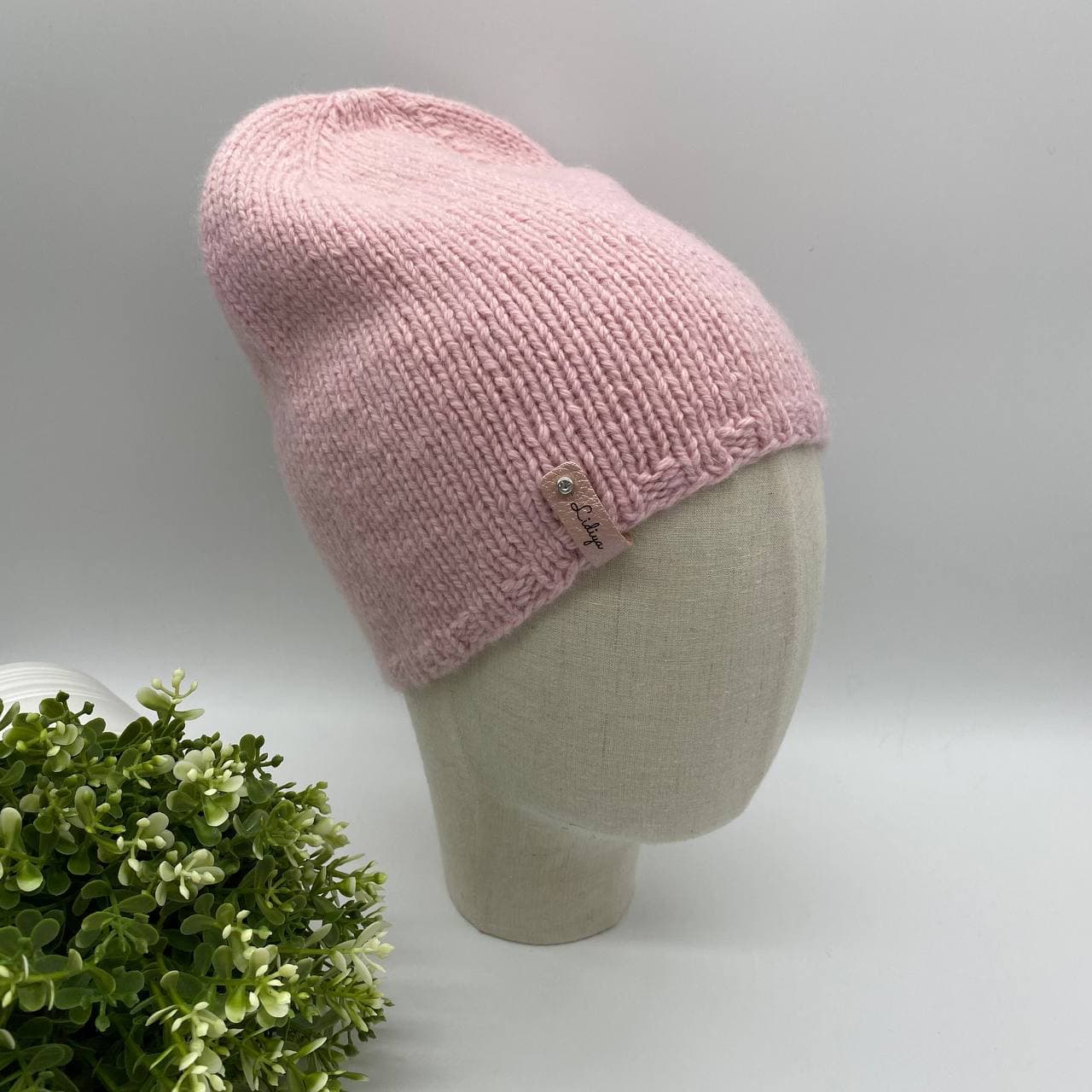 Шапка из кашемира и кид мохера (розовая)