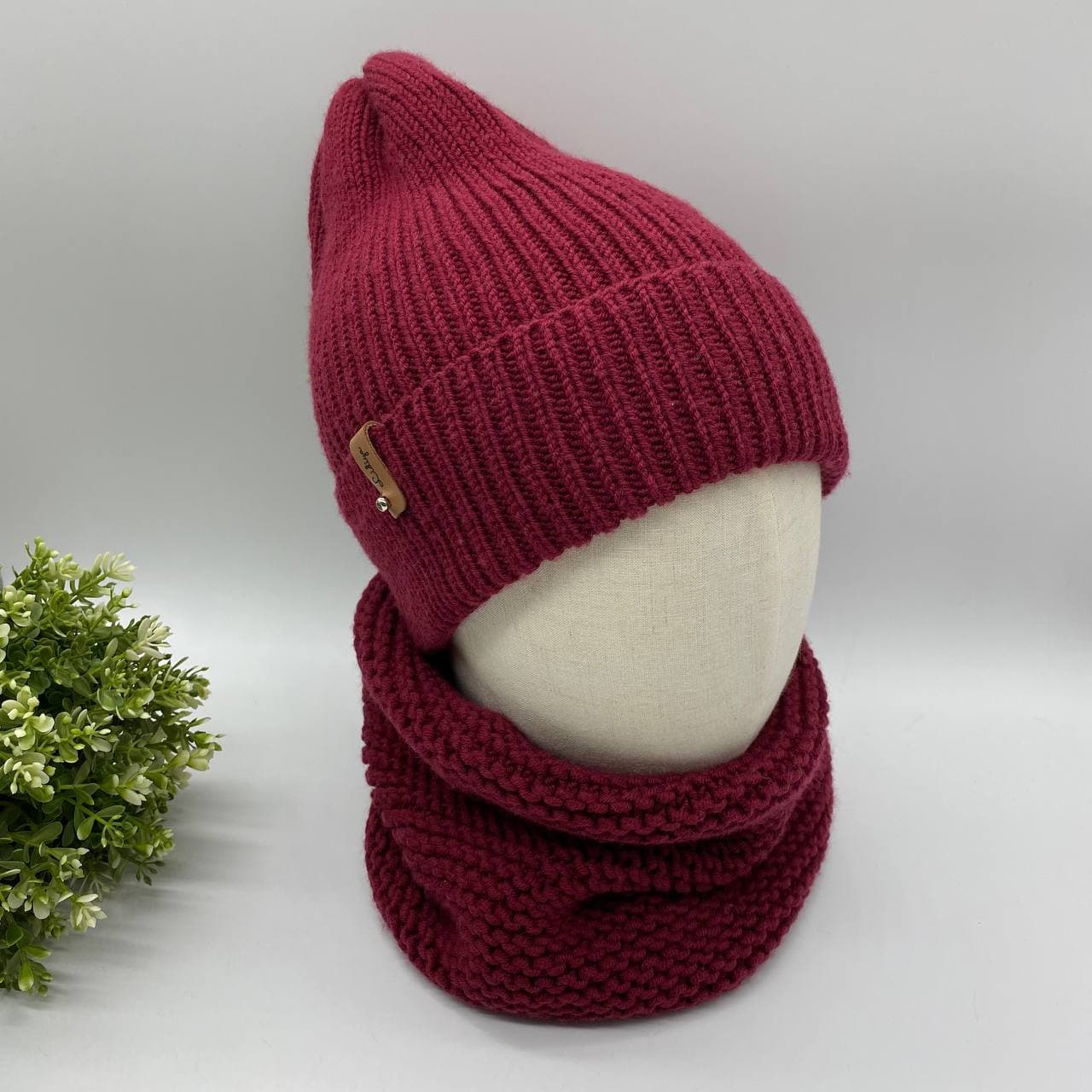 Снуд из мериноса и кашемира (бордовый)